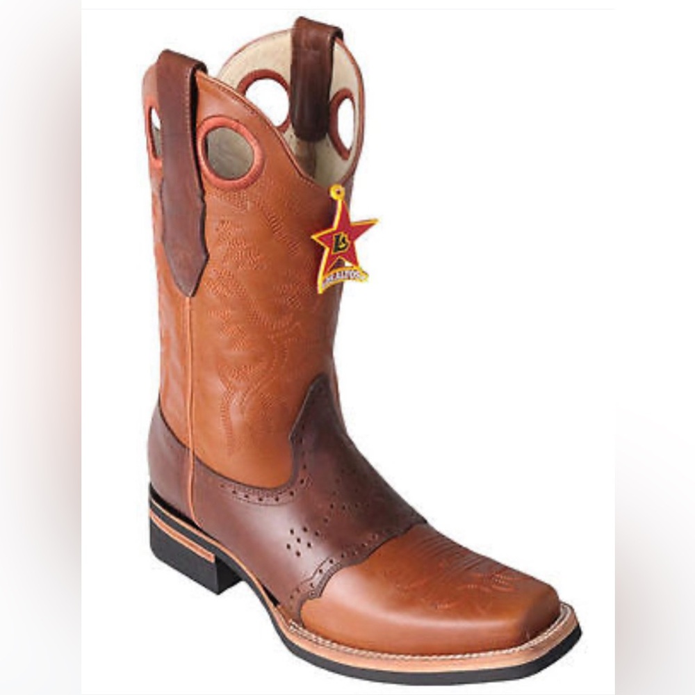 LOS ALTOS 🍯HONEY🍯 SQUARE TOE 💯%GENUINE LEATHER  COWBOY BOOTS SIZE 11🌟LIKE NEW🌟